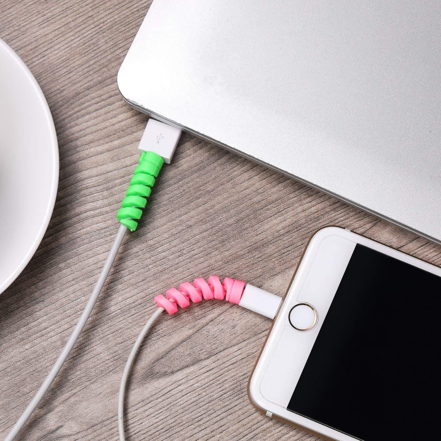 Spiral Charger Cable Protector Data Cable Saver Charging Cords Protective for All Universal Cable Cover (Pack of 10) - infinityexculsivestore.com