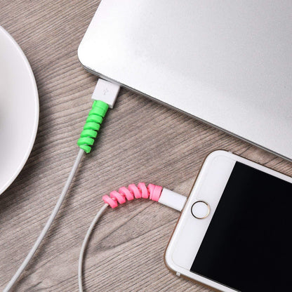 Spiral Charger Cable Protector Data Cable Saver Charging Cords Protective for All Universal Cable Cover (Pack of 10) - infinityexculsivestore.com
