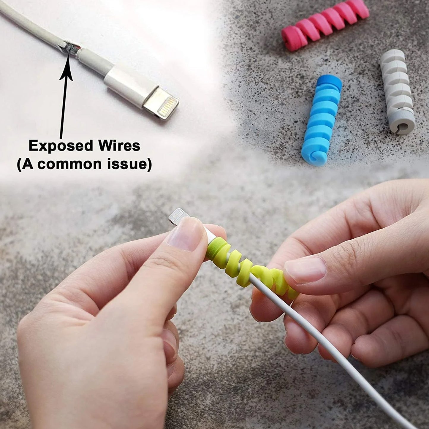 Spiral Charger Cable Protector Data Cable Saver Charging Cords Protective for All Universal Cable Cover (Pack of 10) - infinityexculsivestore.com