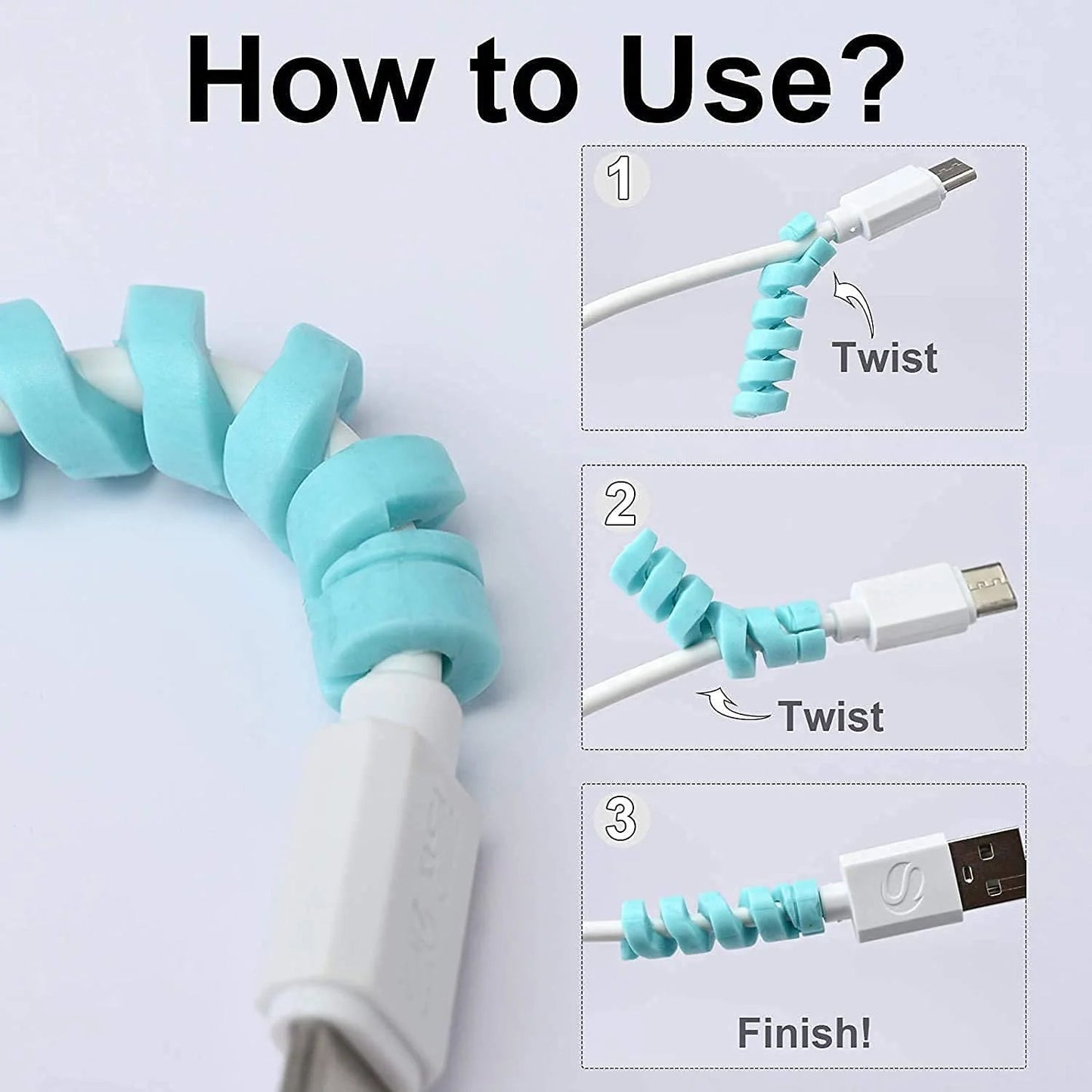 Spiral Charger Cable Protector Data Cable Saver Charging Cords Protective for All Universal Cable Cover (Pack of 10) - infinityexculsivestore.com