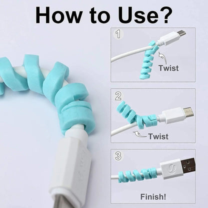 Spiral Charger Cable Protector Data Cable Saver Charging Cords Protective for All Universal Cable Cover (Pack of 10) - infinityexculsivestore.com