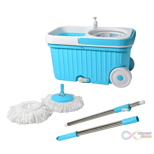 Sporty Plastic Spin Mop with Bigger Wheels and Plastic Auto Fold Handle for 360 Degree Cleaning. - infinityexculsivestore.com