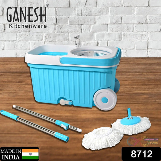 Sporty Plastic Spin Mop with Bigger Wheels and Plastic Auto Fold Handle for 360 Degree Cleaning. - infinityexculsivestore.com