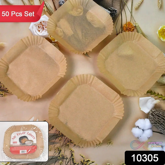 Square Air Fryer Disposable Paper Liner (50 Pcs Set / 160mmx45mm) - infinityexculsivestore.com