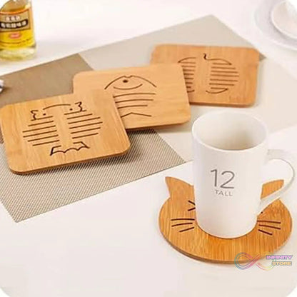 Square Bamboo Wood Table Place mat Hot Pot Cup Mat Tea Coaster(14×14 Cm / 1 Pc) - infinityexculsivestore.com