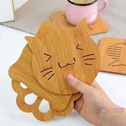 Square Bamboo Wood Table Place mat Hot Pot Cup Mat Tea Coaster(14×14 Cm / 1 Pc) - infinityexculsivestore.com