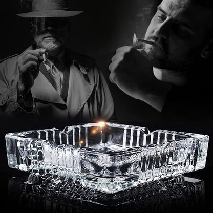 Square Glass Misti Crystal Quality Cigar Cigarette Ashtray Round Tabletop for Home Office Indoor Outdoor Home Decor - infinityexculsivestore.com
