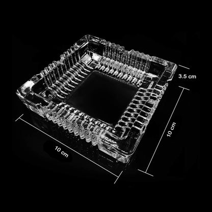 Square Glass Misti Crystal Quality Cigar Cigarette Ashtray Round Tabletop for Home Office Indoor Outdoor Home Decor - infinityexculsivestore.com