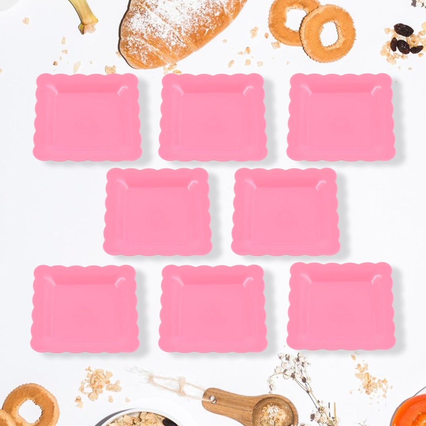 Square Plastic Dinner Plate Snacks / Breakfast, Restaurant Serving Trays Home School Coffee Hotel Kitchen Office (8 Pcs Set) - infinityexculsivestore.com