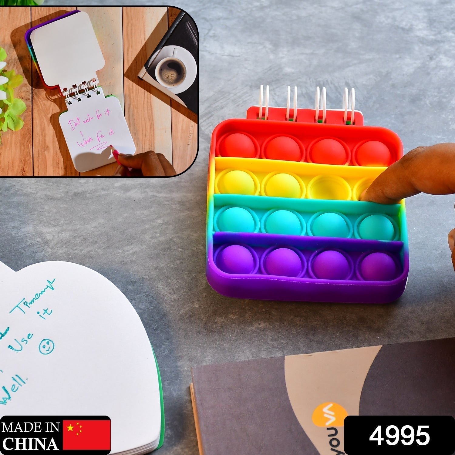 Square Pop it Fidget Spiral Notebook Bubble Push Pop Fidget Silicon Toy Book Stress Relief Anxiety School Stationery Notebook. - infinityexculsivestore.com