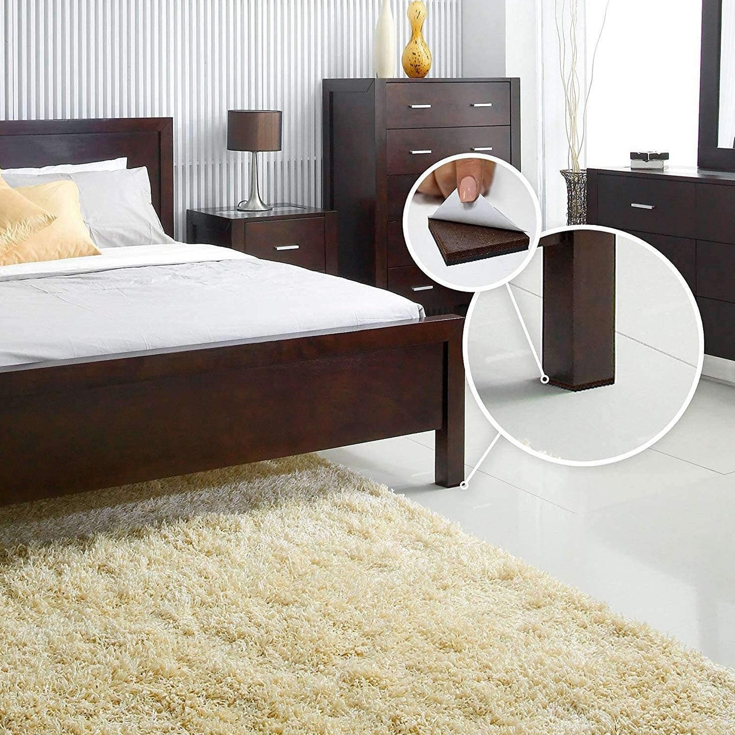 Square Self Adhesive Door, Wardrobe Furniture Feet Pad (Pack of 1pc). - infinityexculsivestore.com