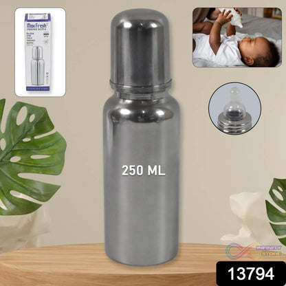 Stainless Steel Baby Feeding Bottle, Milk Feeding (250 ML) - infinityexculsivestore.com