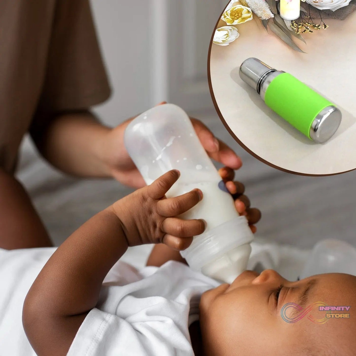 Stainless Steel Baby Feeding Bottle, Milk Feeding Bottle With Silicove Grip Cover (250 ML) - infinityexculsivestore.com