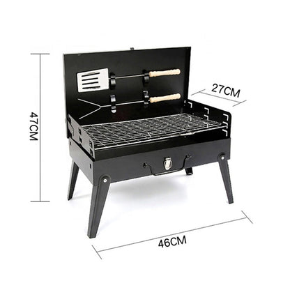 Stainless Steel Briefcase Style Barbecue Grill Toaster (Medium, Black) - infinityexculsivestore.com