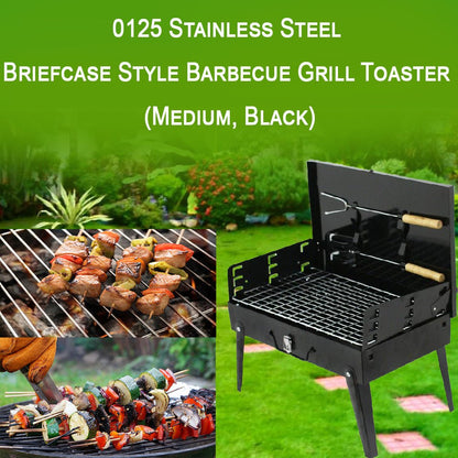 Stainless Steel Briefcase Style Barbecue Grill Toaster (Medium, Black) - infinityexculsivestore.com