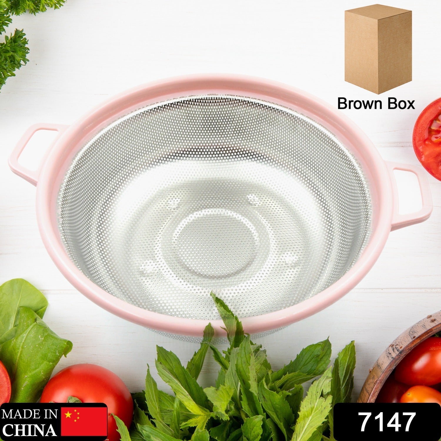 Stainless Steel Colander with Handle - Large Metal Mesh Basket Strainer (1 pc) - infinityexculsivestore.com