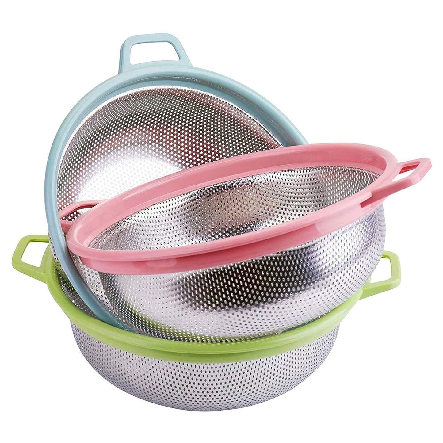 Stainless Steel Colander with Handle - Large Metal Mesh Basket Strainer (1 pc) - infinityexculsivestore.com