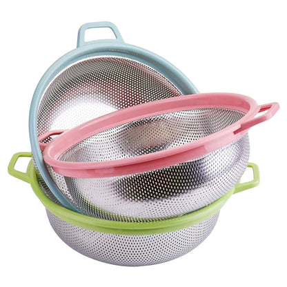 Stainless Steel Colander with Handle - Large Metal Mesh Basket Strainer (1 pc) - infinityexculsivestore.com