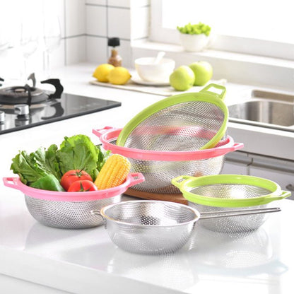 Stainless Steel Colander with Handle - Large Metal Mesh Basket Strainer (1 pc) - infinityexculsivestore.com