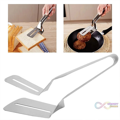 Stainless Steel Cooking Tong - Multifunctional Slotted Fish Double - Sided Spatula (1 Pc / 23 Cm) - infinityexculsivestore.com