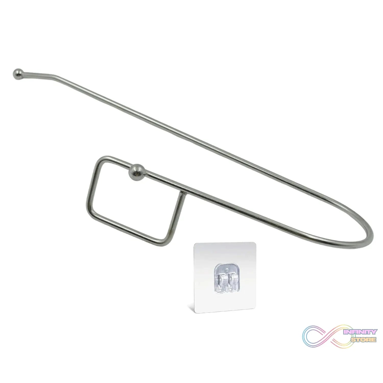 Stainless Steel Drill Free Self - Adhesive Paper Roll Holder Tissue Paper Stand Towel Bar Hanger Kitchen Towel Holder for Kitchen Bathroom Toilet (Pack of 1) - infinityexculsivestore.com