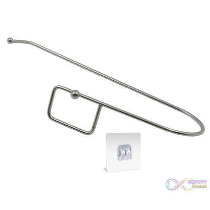 Stainless Steel Drill Free Self - Adhesive Paper Roll Holder Tissue Paper Stand Towel Bar Hanger Kitchen Towel Holder for Kitchen Bathroom Toilet (Pack of 1) - infinityexculsivestore.com