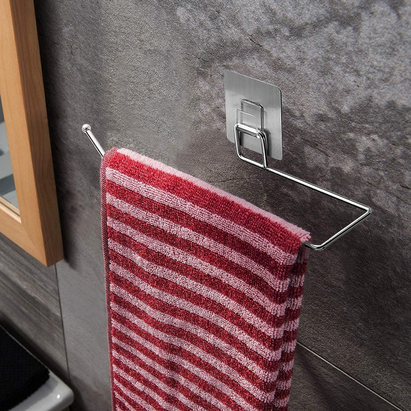 Stainless Steel Drill Free Self - Adhesive Paper Roll Holder Tissue Paper Stand Towel Bar Hanger Kitchen Towel Holder for Kitchen Bathroom Toilet (Pack of 1) - infinityexculsivestore.com