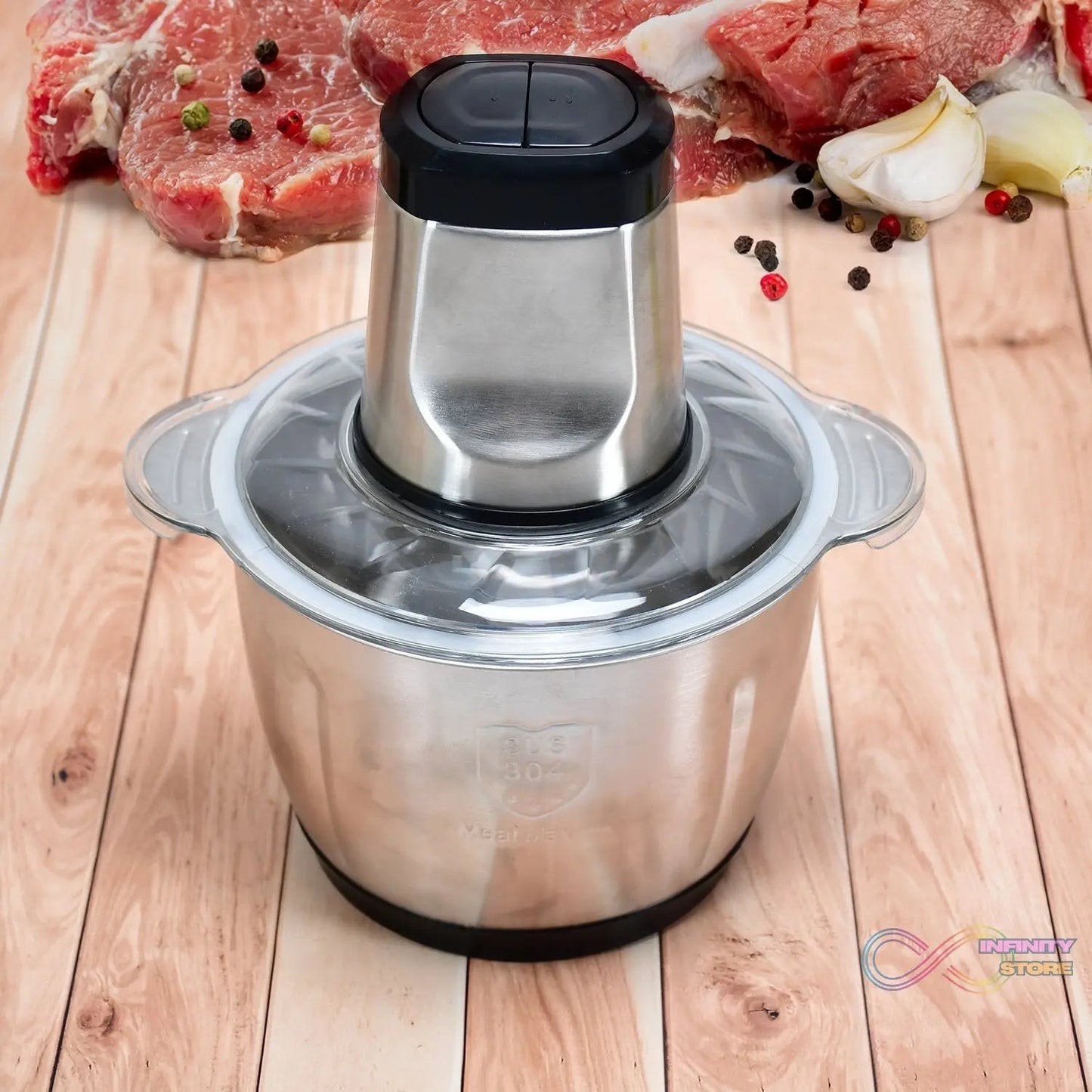 Stainless Steel Electric Meat Grinders with Bowl Heavy for Kitchen Food Chopper, Meat, Vegetables, Onion , Garlic Slicer Dicer, Fruit & Nuts Blender (3L) - infinityexculsivestore.com