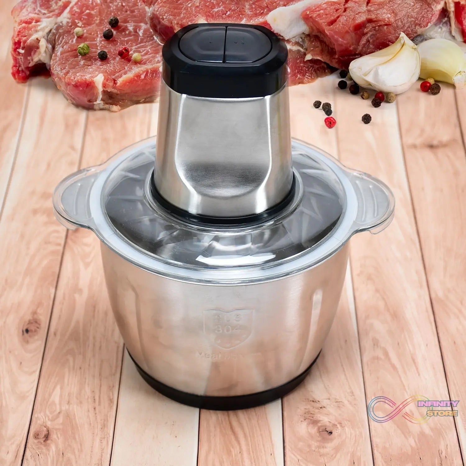 Stainless Steel Electric Meat Grinders with Bowl Heavy for Kitchen Food Chopper, Meat, Vegetables, Onion , Garlic Slicer Dicer, Fruit & Nuts Blender (3L) - infinityexculsivestore.com