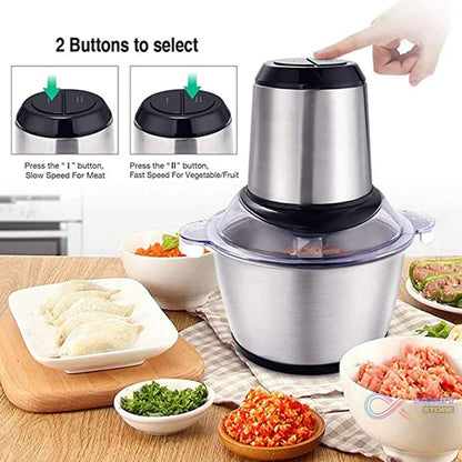 Stainless Steel Electric Meat Grinders with Bowl Heavy for Kitchen Food Chopper, Meat, Vegetables, Onion , Garlic Slicer Dicer, Fruit & Nuts Blender (3L) - infinityexculsivestore.com