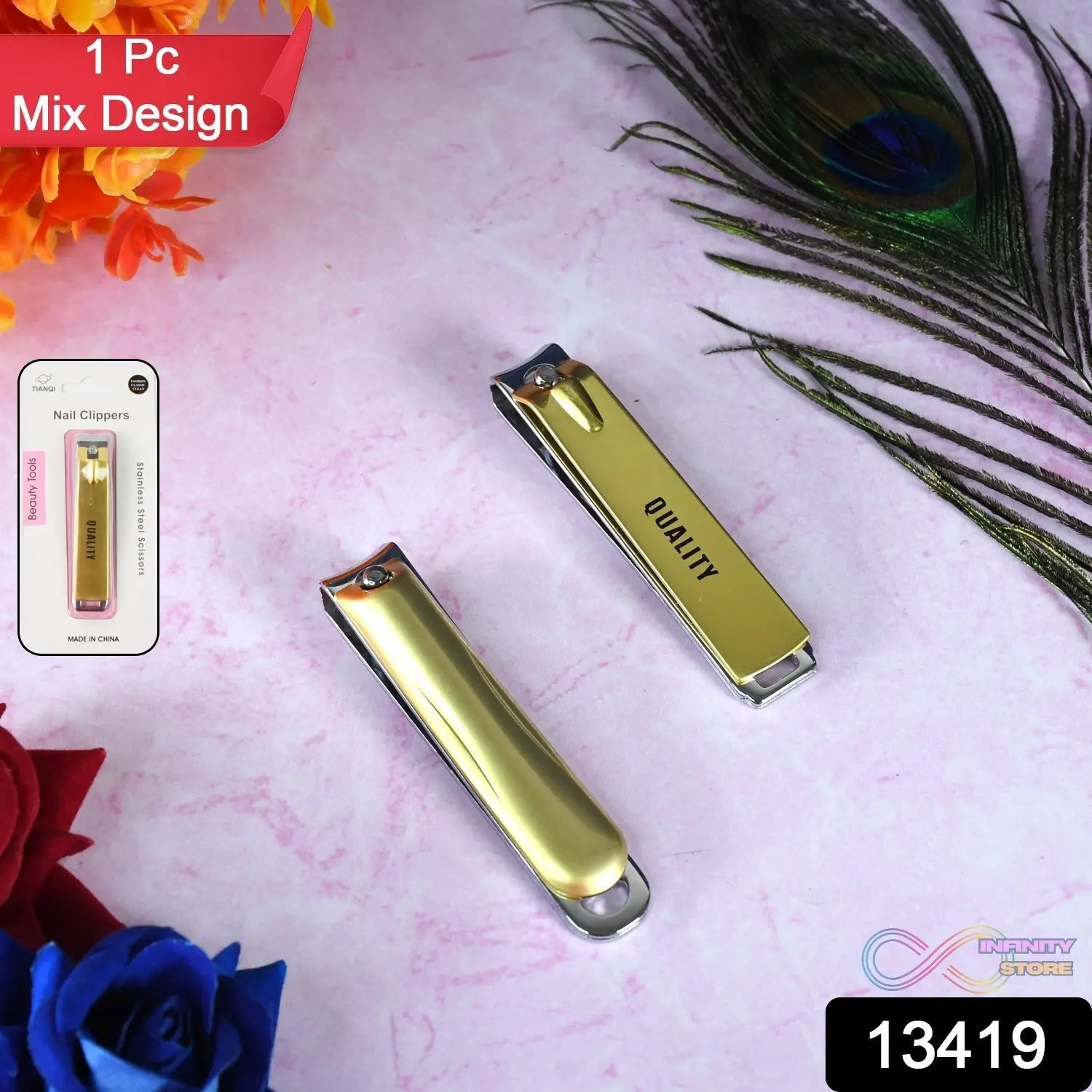 Stainless Steel Folding Portable Large Nail Clippers with Nail File (1 Pc / Mix Design) - infinityexculsivestore.com
