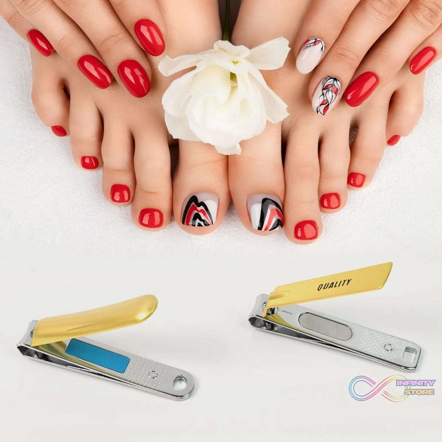 Stainless Steel Folding Portable Large Nail Clippers with Nail File (1 Pc / Mix Design) - infinityexculsivestore.com