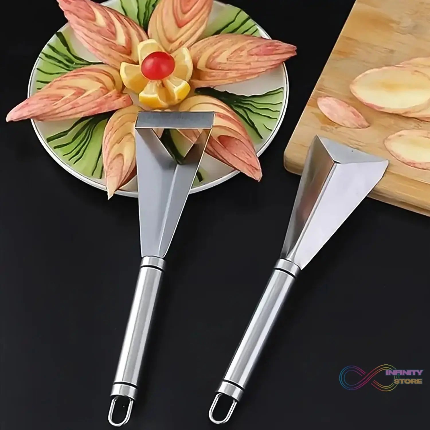 Stainless Steel Fruit Carving Knife - V Shape Channel Knife Tool (1 Pc) - infinityexculsivestore.com