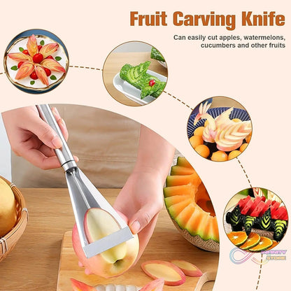 Stainless Steel Fruit Carving Knife - V Shape Channel Knife Tool (1 Pc) - infinityexculsivestore.com