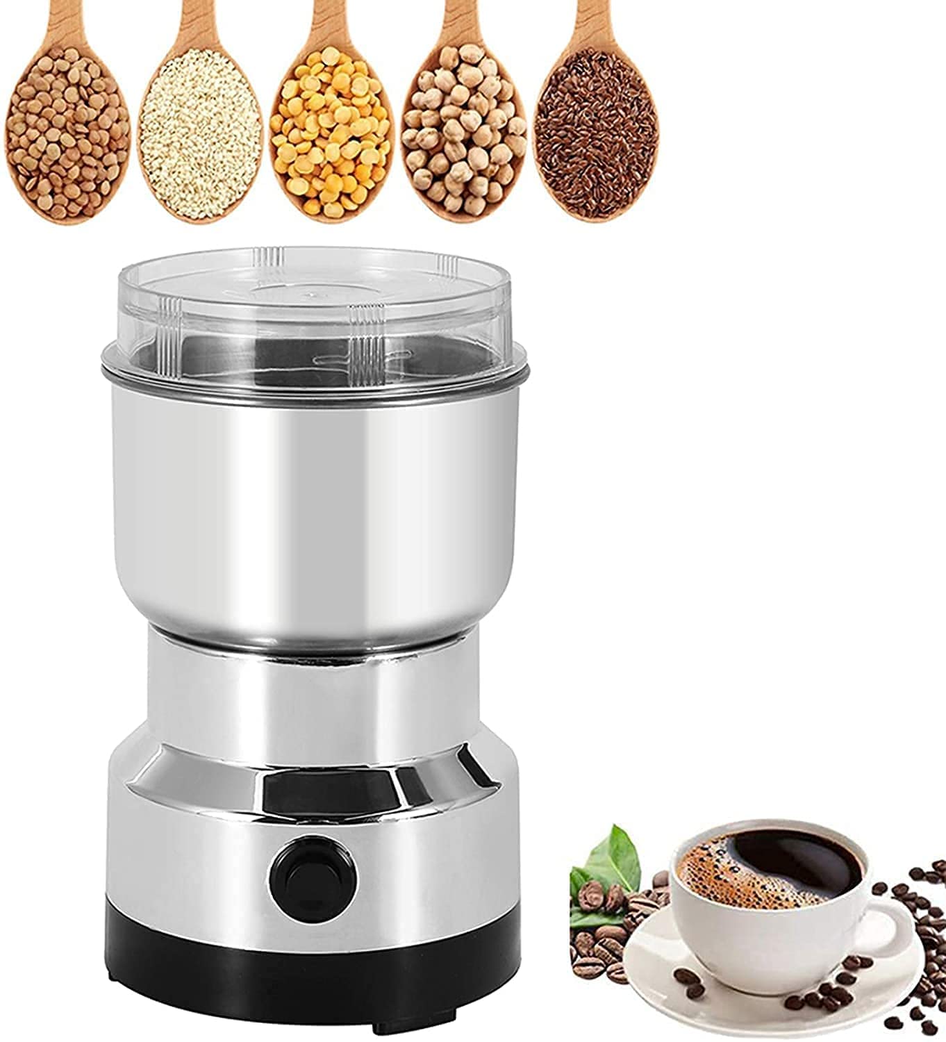 Multi - Functional Electric Stainless Steel Herbs Spices Nuts Grain Grinder with Stainless Steel Bowl, Portable Coffee Bean Seasonings Spices Mill Powder Machine Grinder Machine for Home and Office - infinityexculsivestore.com