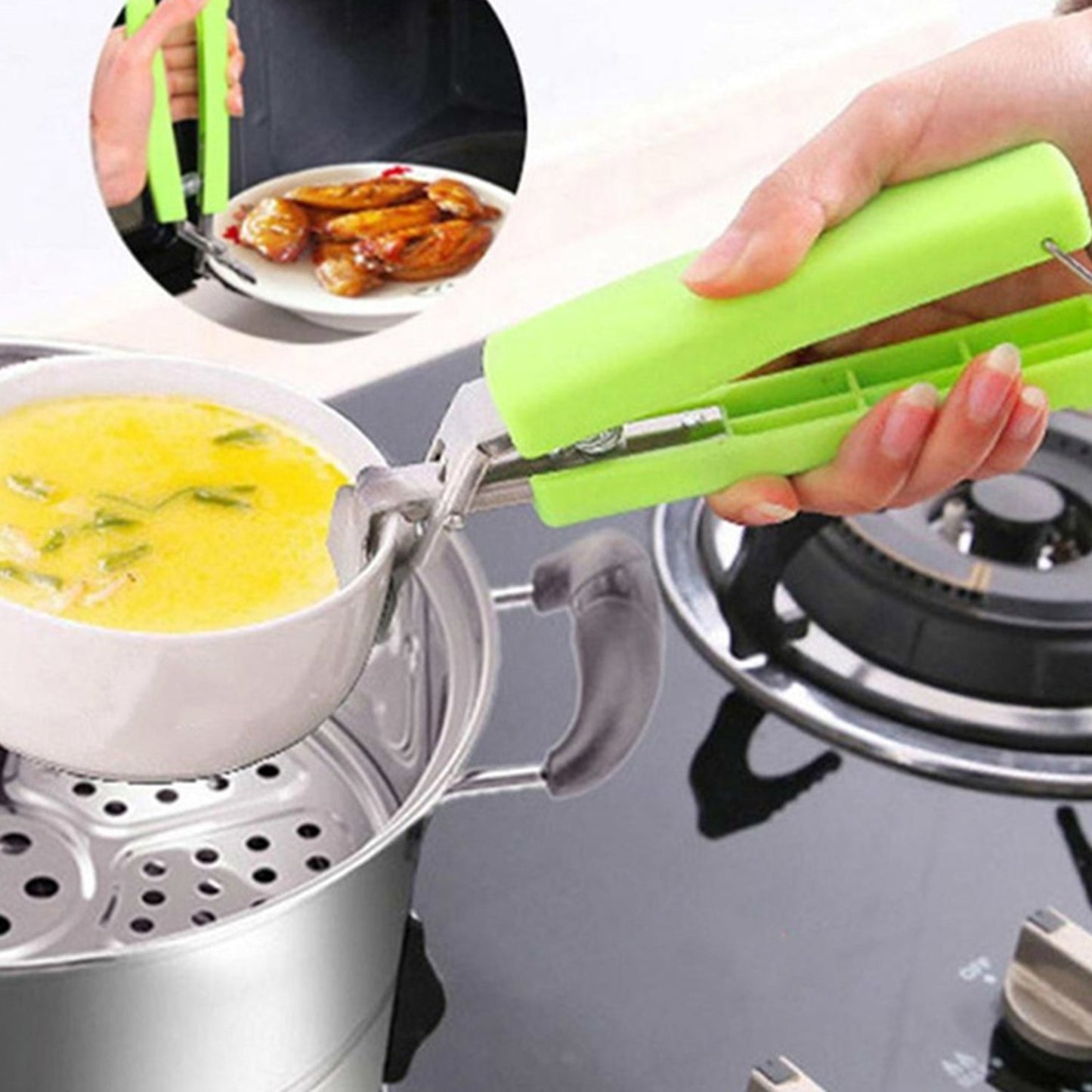 Stainless Steel Home Kitchen Anti - Scald Plate Take Bowl Dish Pot Holder - infinityexculsivestore.com