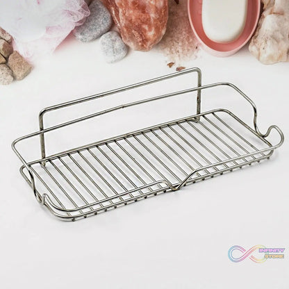 Stainless Steel Kitchen Bathroom Shower Shelf Storage Suction Basket Rack With 2 Hook (1 Pc) - infinityexculsivestore.com