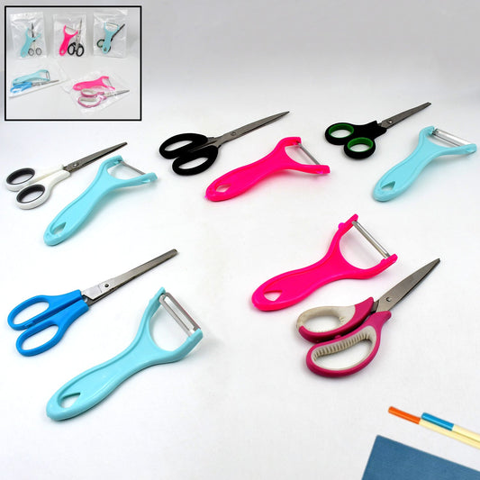Stainless Steel Kitchen Scissors & Multipurpose Peeler (2 Pc Set / Mix Design Scissor & Peeler) - infinityexculsivestore.com