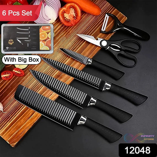 Stainless Steel Knife Set With Chef Peeler And Scissor (6 Pieces) - infinityexculsivestore.com