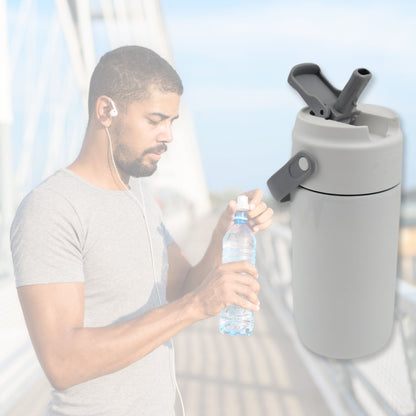 Stainless Steel Mug / Bottle Vacuum Insulated Cup With Handle, Small Cup & Straw (650 ML) - infinityexculsivestore.com