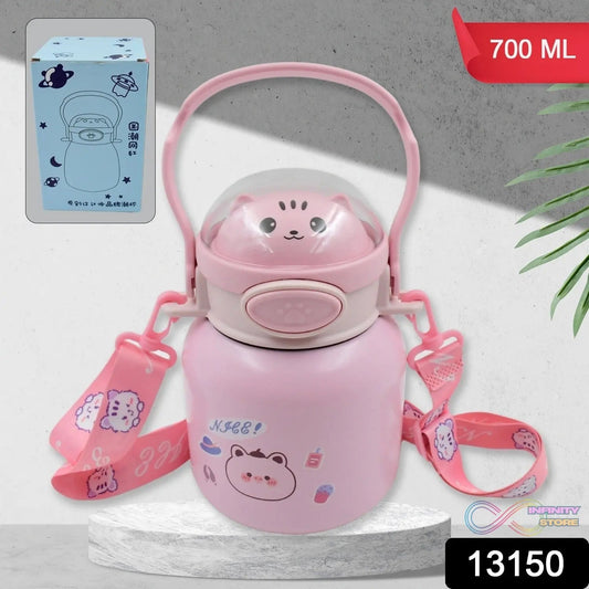 Stainless Steel Mug / Bottle Vacuum Insulated Cup With Handle & Strap (700 ML) - infinityexculsivestore.com