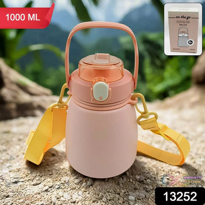 Stainless Steel Mug / Bottle Vacuum Insulated Cup with Handle & Strap (1000 ML) - infinityexculsivestore.com