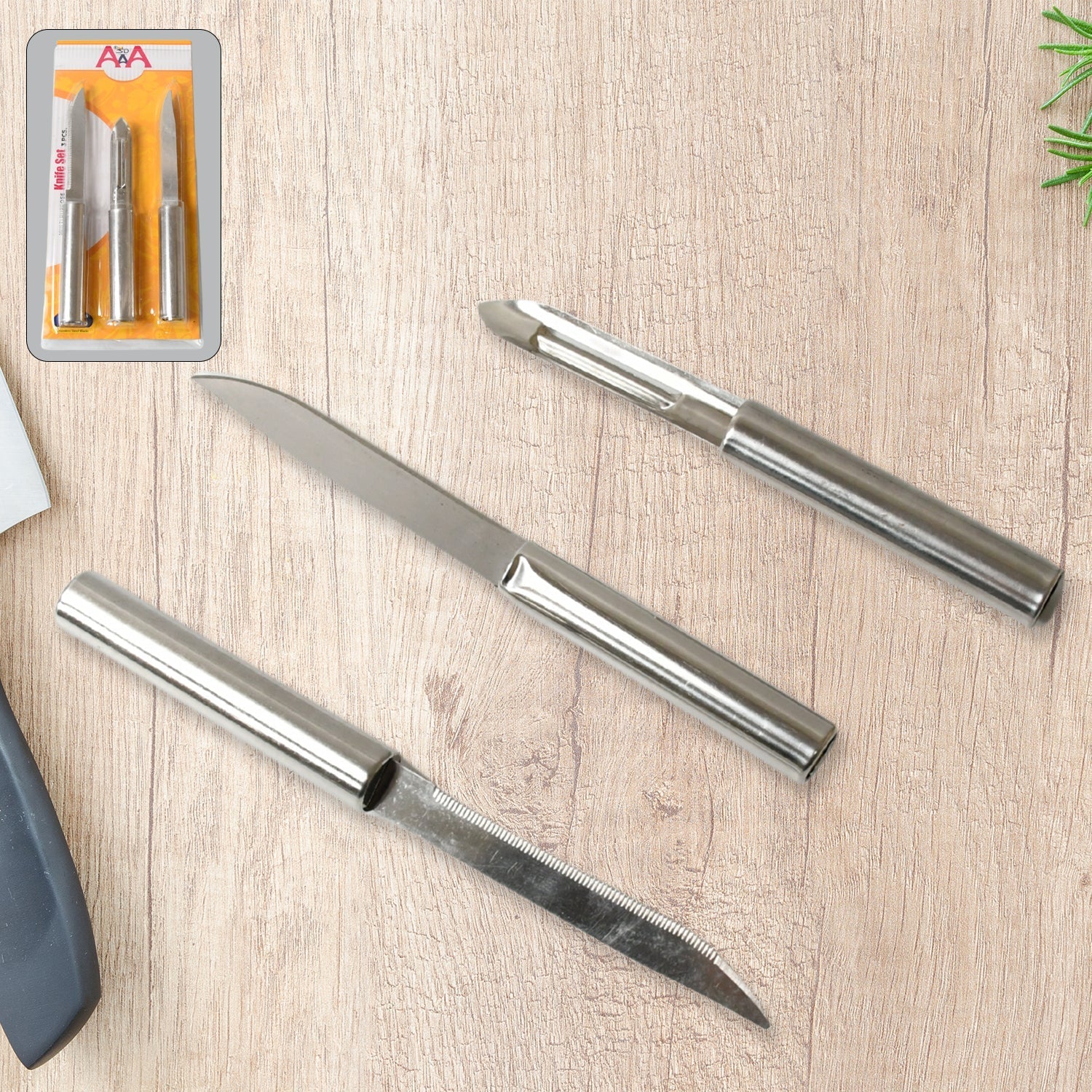 Stainless Steel Multipurpose Sharp Cutting Knife with Non - Slip Handle for Fruit, Meat and Vegetable Chopping (Pack Of 3) - infinityexculsivestore.com