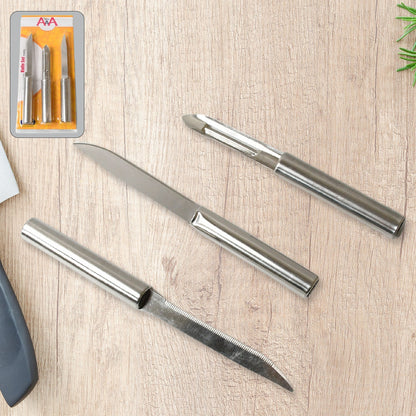 Stainless Steel Multipurpose Sharp Cutting Knife with Non - Slip Handle for Fruit, Meat and Vegetable Chopping (Pack Of 3) - infinityexculsivestore.com