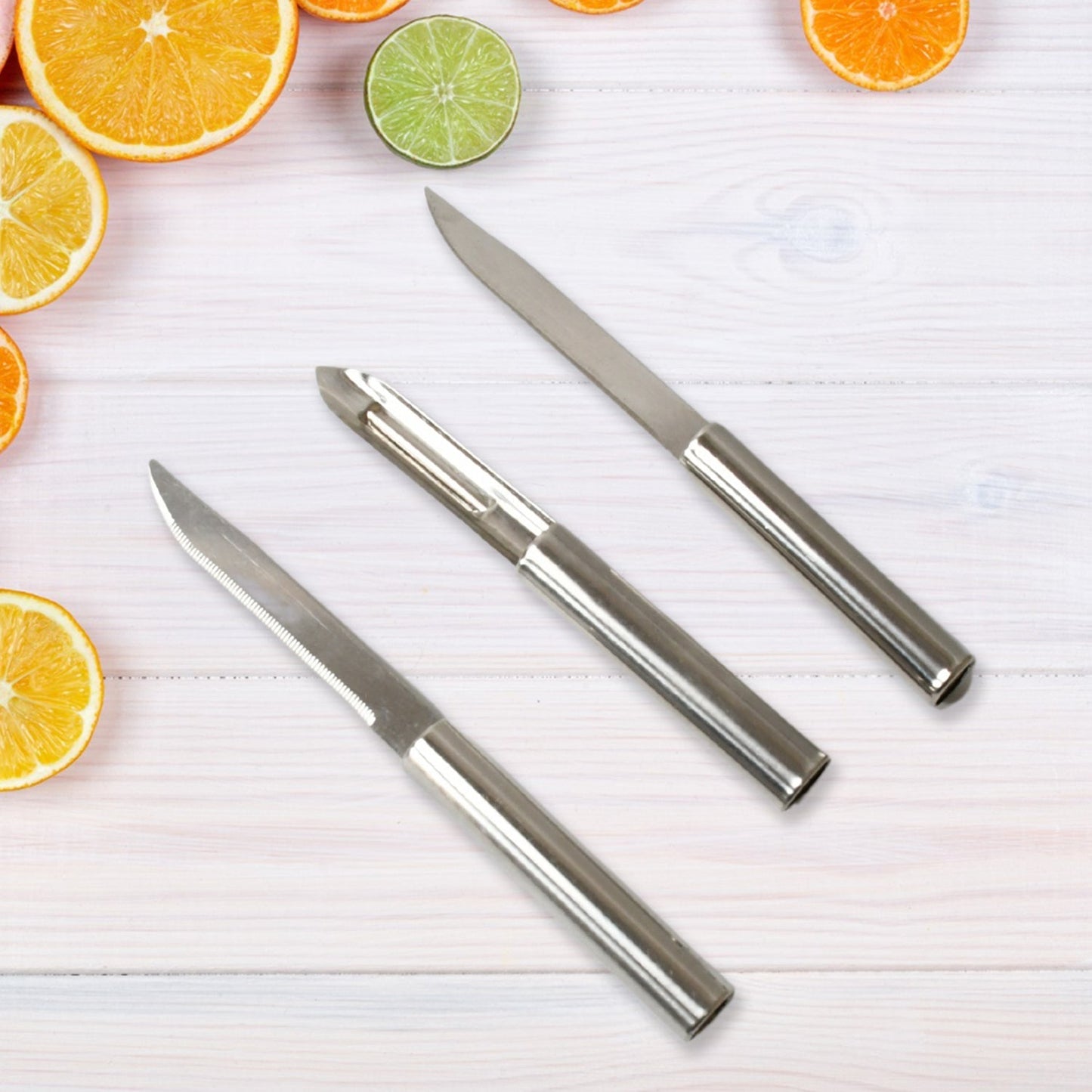 Stainless Steel Multipurpose Sharp Cutting Knife with Non - Slip Handle for Fruit, Meat and Vegetable Chopping (Pack Of 3) - infinityexculsivestore.com