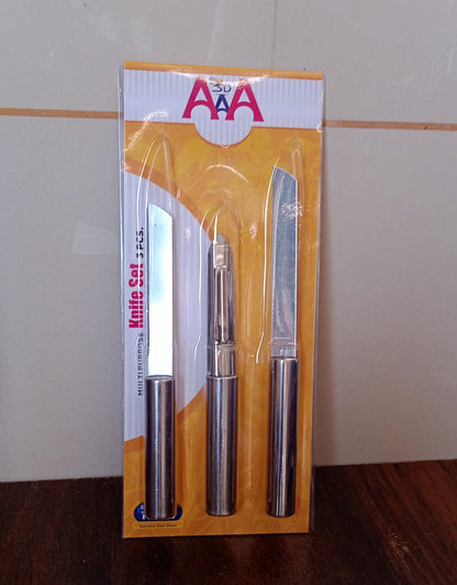 Stainless Steel Multipurpose Sharp Cutting Knife with Non - Slip Handle for Fruit, Meat and Vegetable Chopping (Pack Of 3) - infinityexculsivestore.com