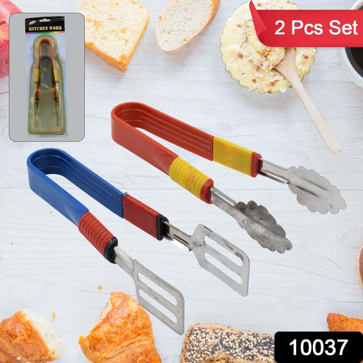 Stainless Steel Multipurpose Utility Tong / Serving Food Tongs / Tong for Kitchen and Bar / Frying, Clipping, Grilling Tong (2 Pcs Set) - infinityexculsivestore.com