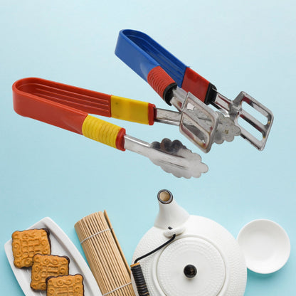 Stainless Steel Multipurpose Utility Tong / Serving Food Tongs / Tong for Kitchen and Bar / Frying, Clipping, Grilling Tong (2 Pcs Set) - infinityexculsivestore.com