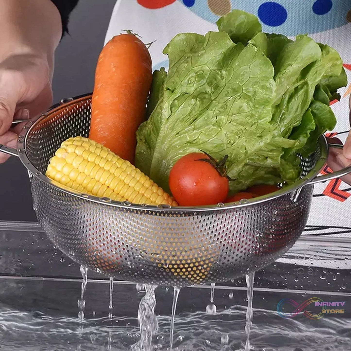 Stainless Steel Rice Vegetables Washing Bowl Strainer Collapsible Strainer. - infinityexculsivestore.com