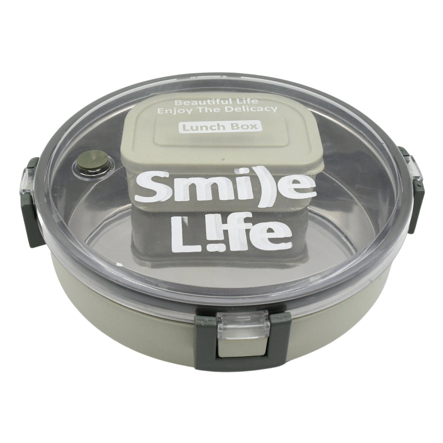 Miracle Stainless Steel Round Lunch Box, with Small Plastic Box Insert Leak Proof Lunch Box with Transparent lid, Lunch Box for Kids & Adults for School, Office (450 ML + 250 ML Approx) - infinityexculsivestore.com
